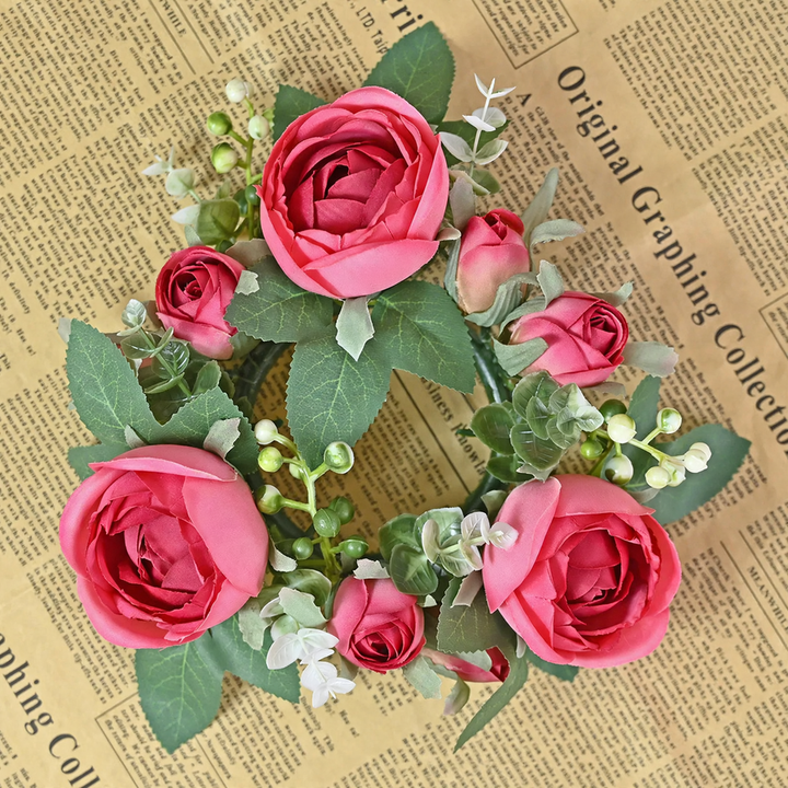 Artificial candle wreath with flower buds, 20 cm