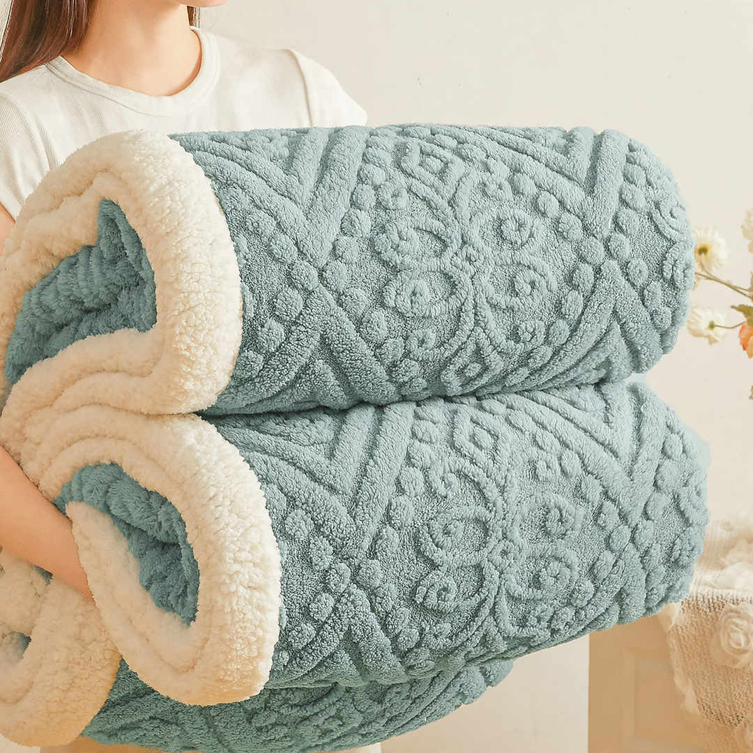European decorative blanket with relief pattern