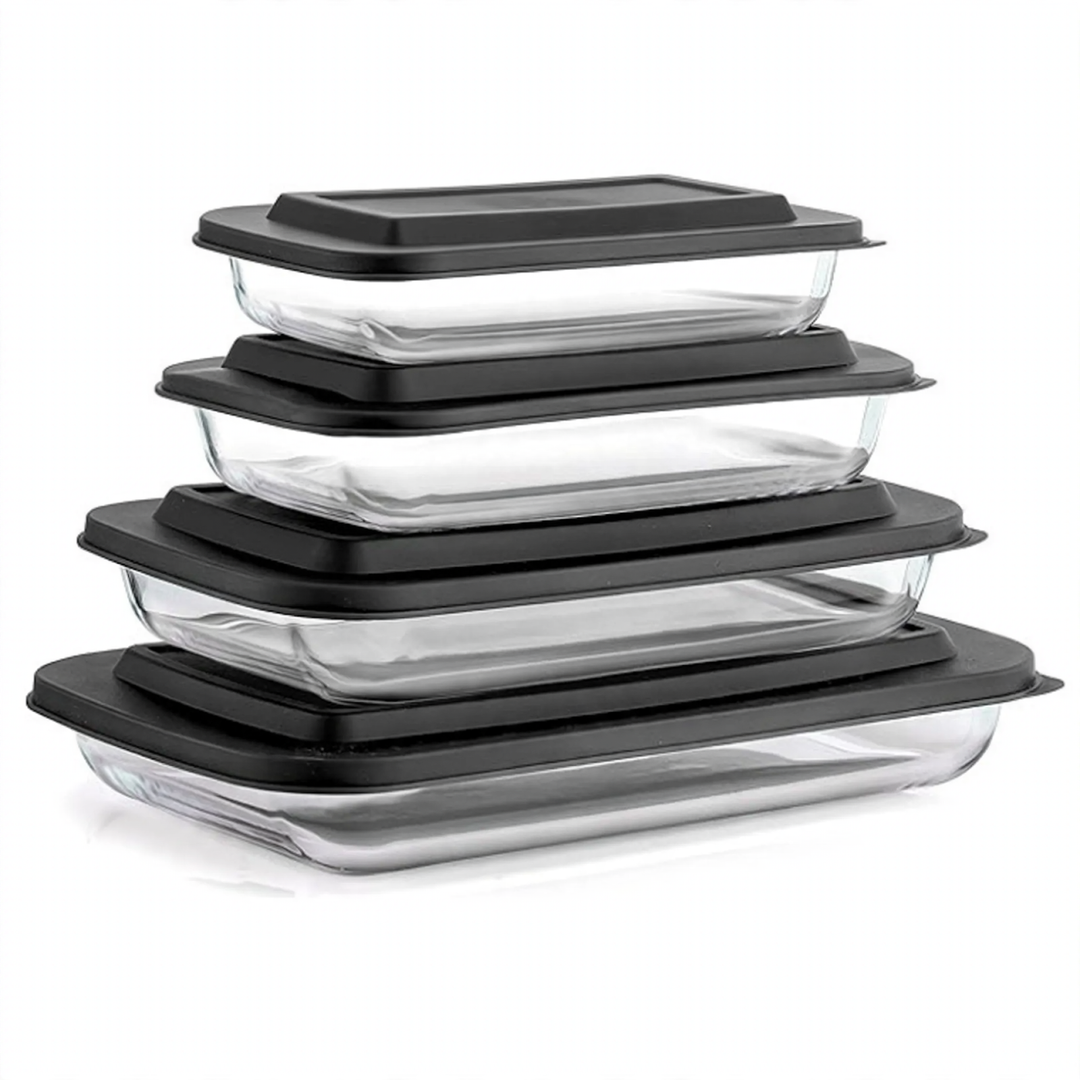 Glass baking tray made of borosilicate glass, rectangular