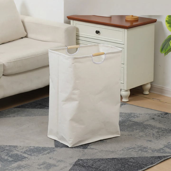 Foldable laundry basket made of cotton and linen
