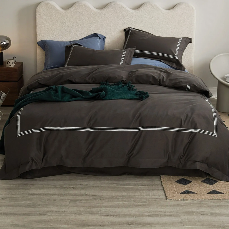 Minimalist Cotton Bedding Set with Embroidery