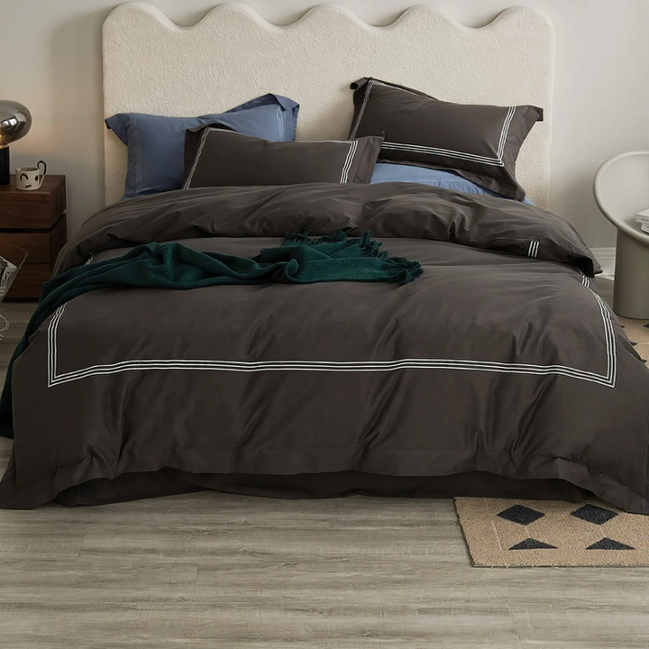 Minimalist Cotton Bedding Set with Embroidery