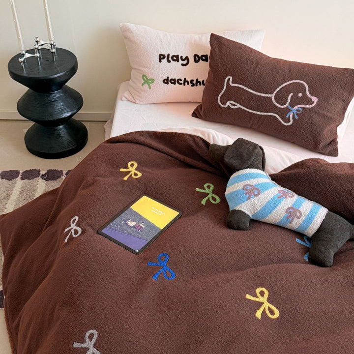 Milk fleece bedding set, cartoon design, winter