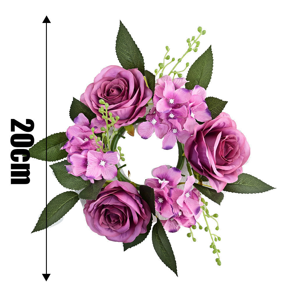 Artificial Rose Candle Wreath, 20 cm