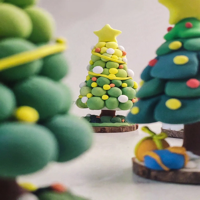 DIY Christmas Tree Craft Set made of modeling clay