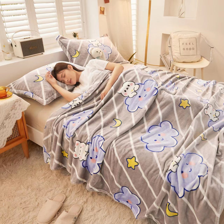 Cozy blanket made of milk fiber, cartoon pattern
