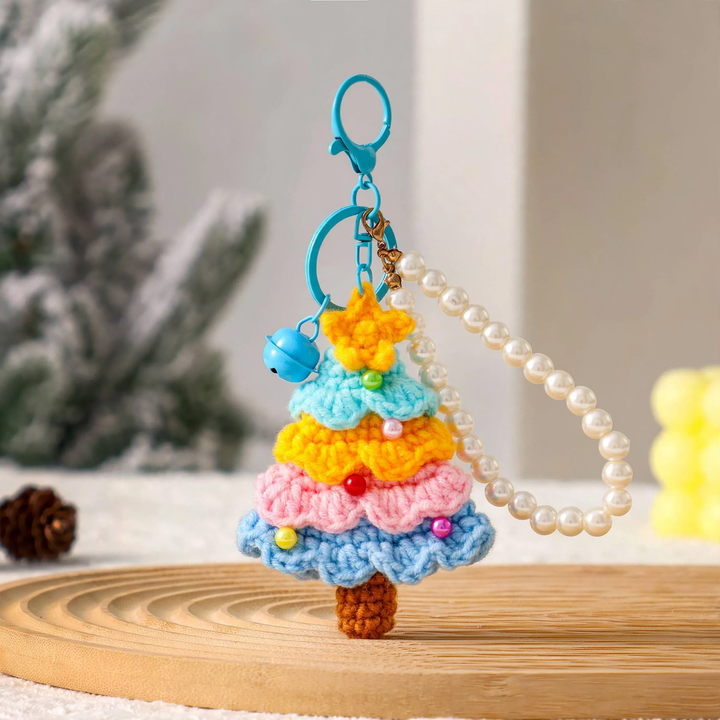 Crocheted mini Christmas tree ornament