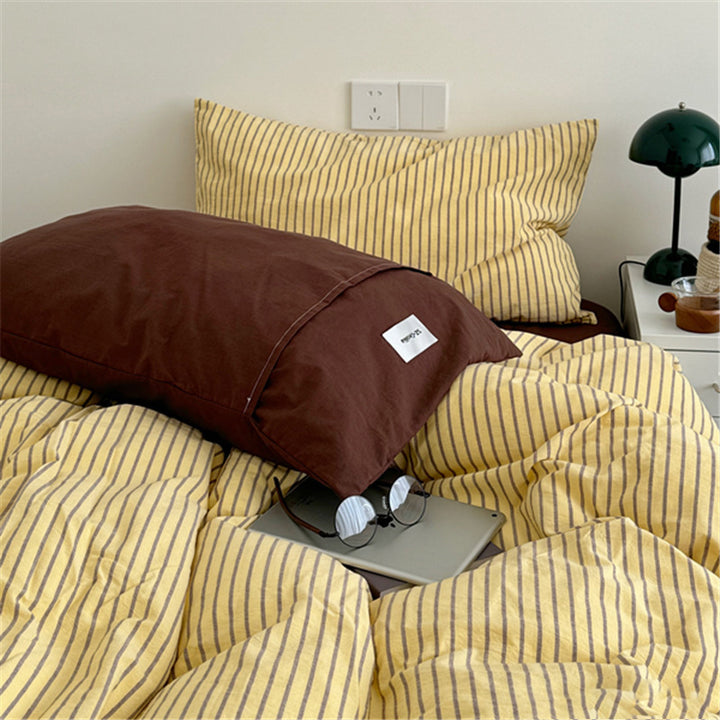 Cotton bedding set, 4-piece, stripes