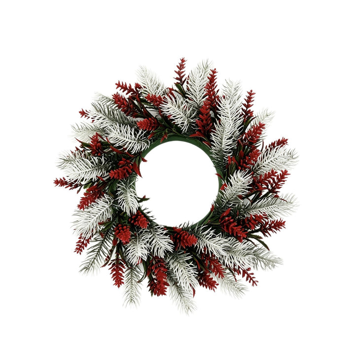 Artificial Christmas wreath with fir branches and berries, 38 cm