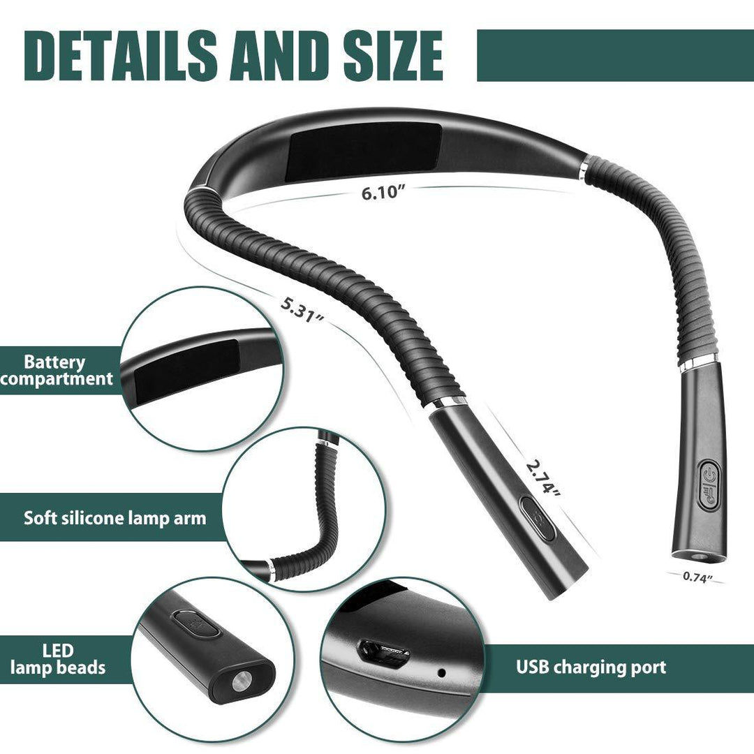 LED neck reading light, rechargeable
