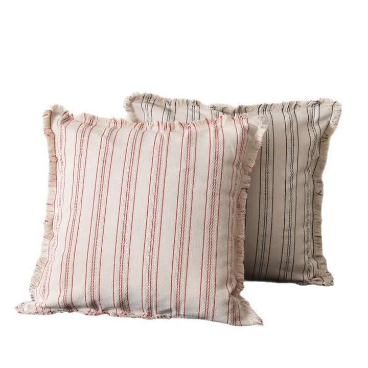 Square decorative pillow with stripe pattern
