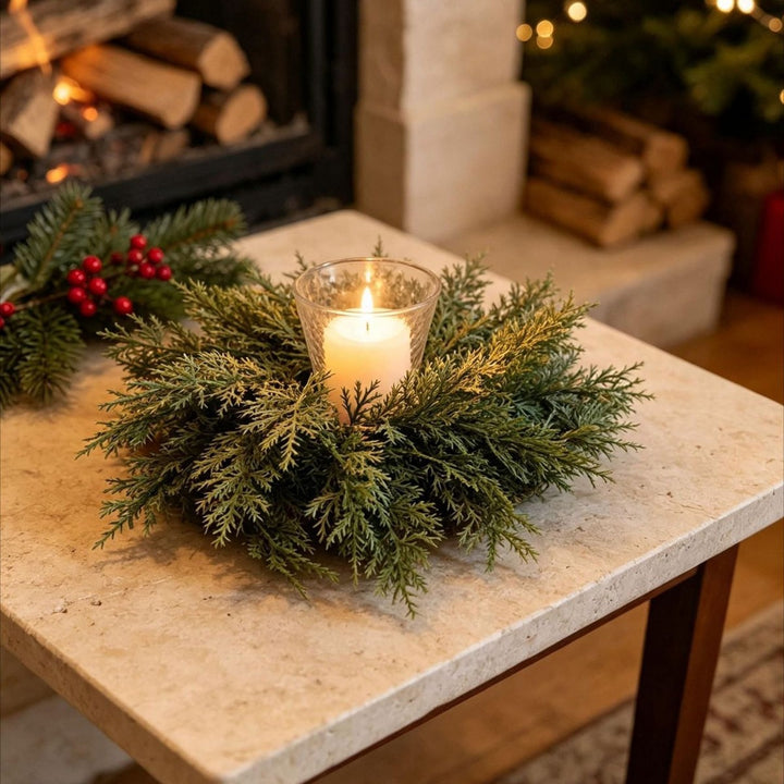 Christmas wreath with berries and cones, PE