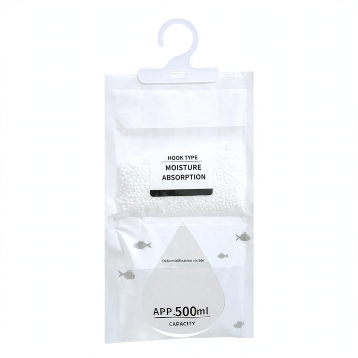 Hanging dehumidifying bag