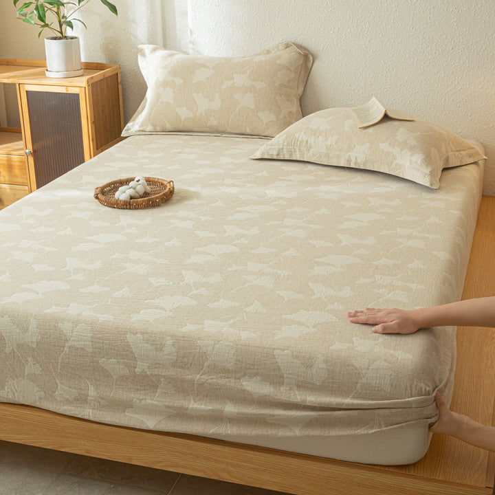 Cotton-linen bed sheet with jacquard pattern
