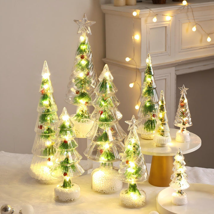 Illuminated Mini Christmas Tree made of Pine Needles