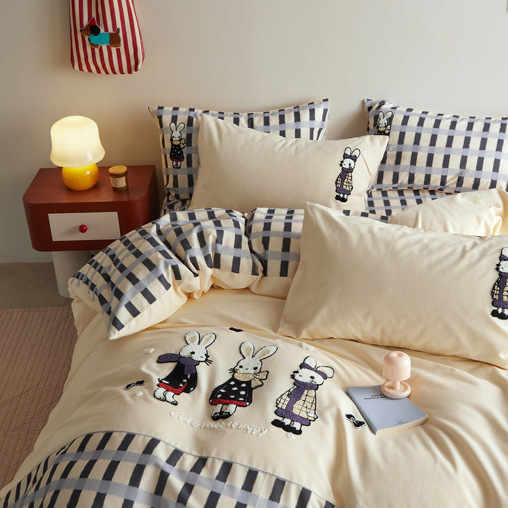 Cotton bedding set, cartoon pattern, 4-piece