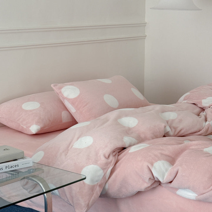Warm milk fiber fleece bedding set, 4-piece