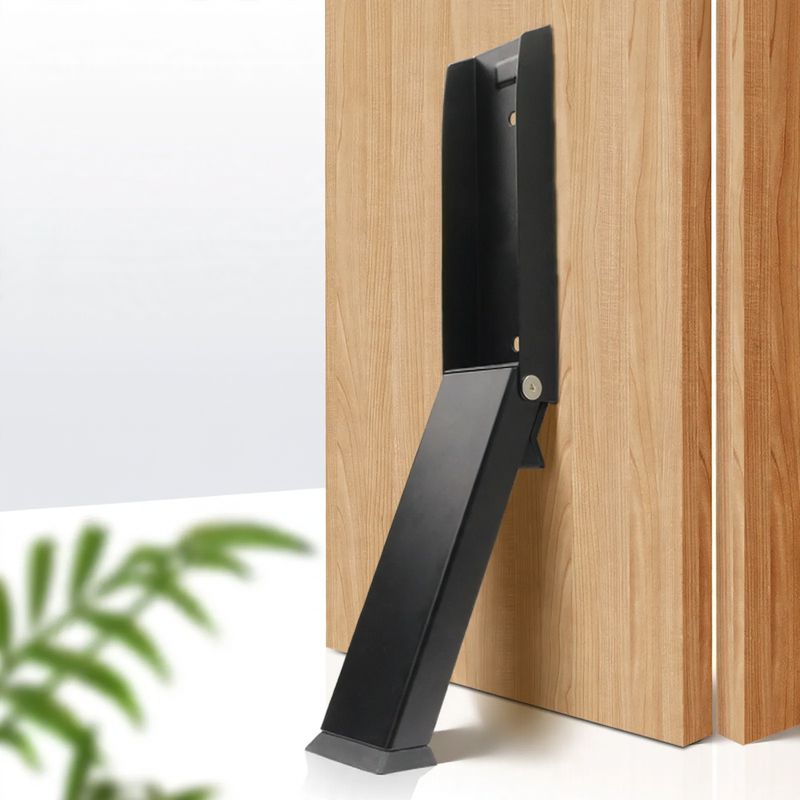 Stainless steel door stopper with foot operation, magnetic