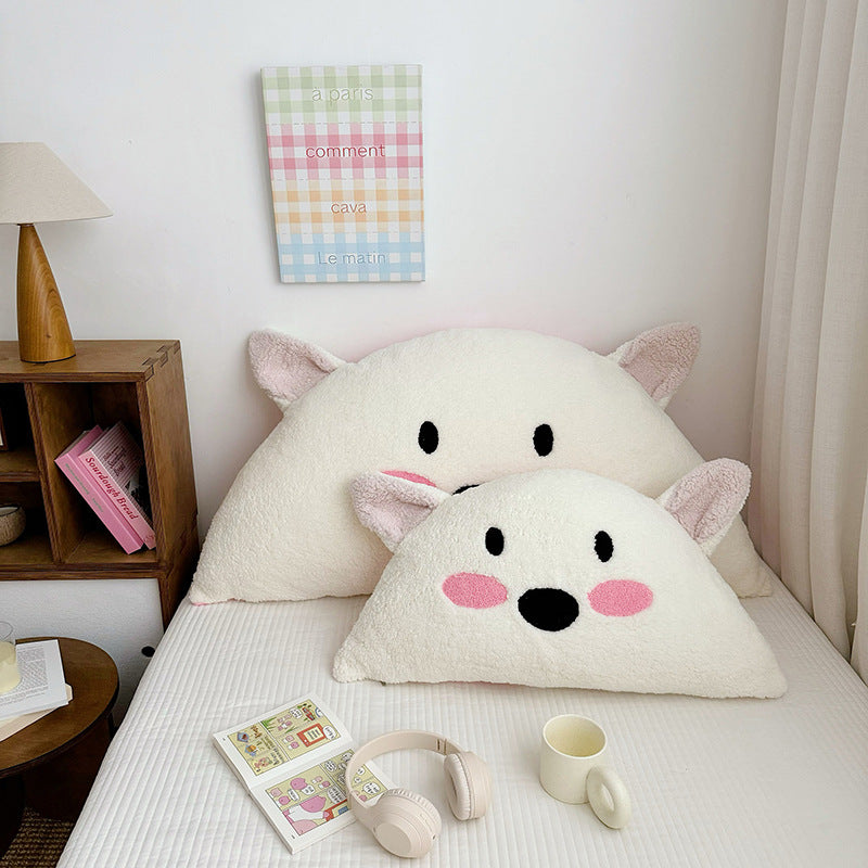 Cuddle pillow made of lambskin fleece, cartoon design