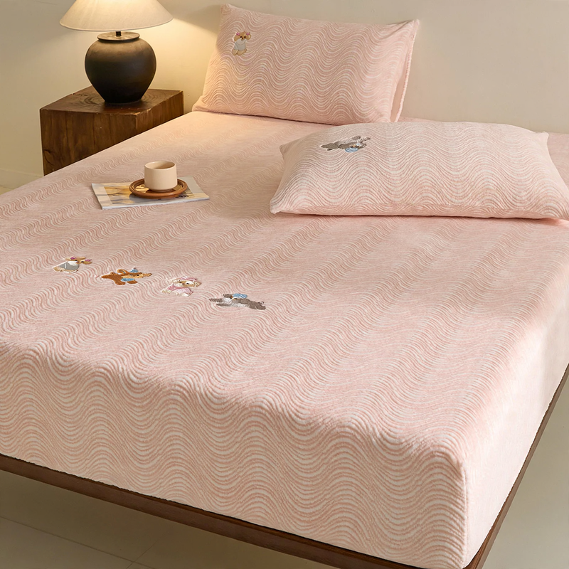 Milk fiber fitted sheet with elastic, winter