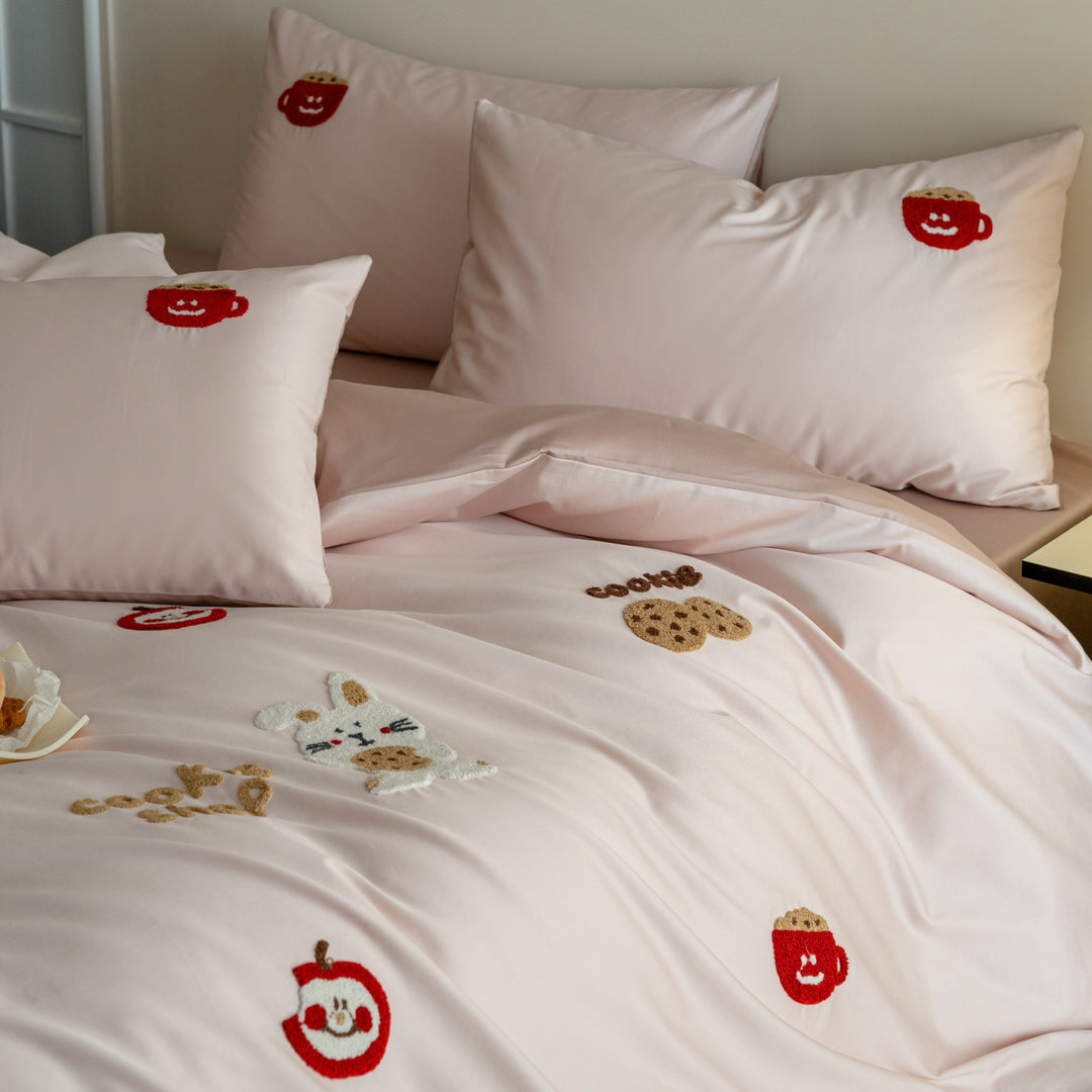 Kids bedding set, cotton, cartoon embroidery