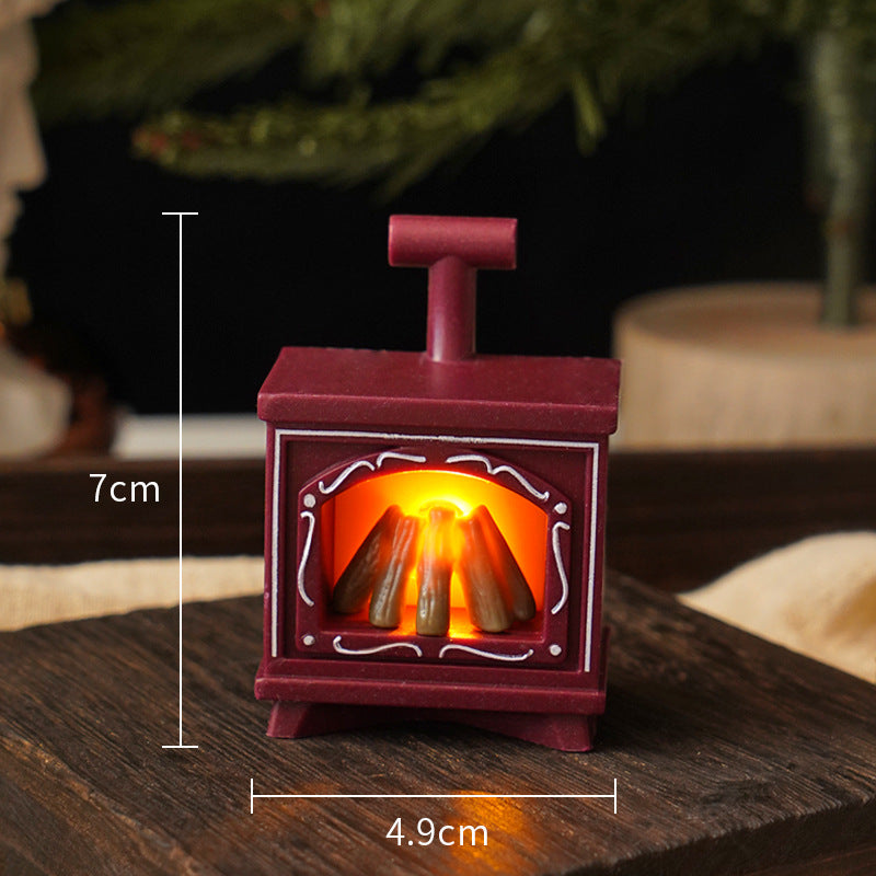 LED fireplace night light in retro style