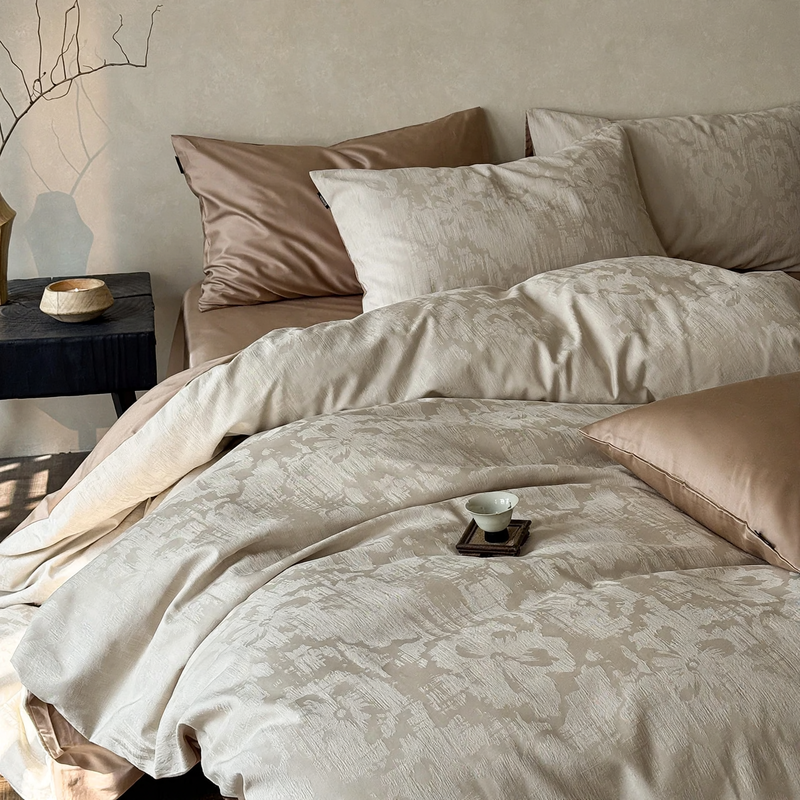 Cotton bedding set, 4-piece, long-staple cotton