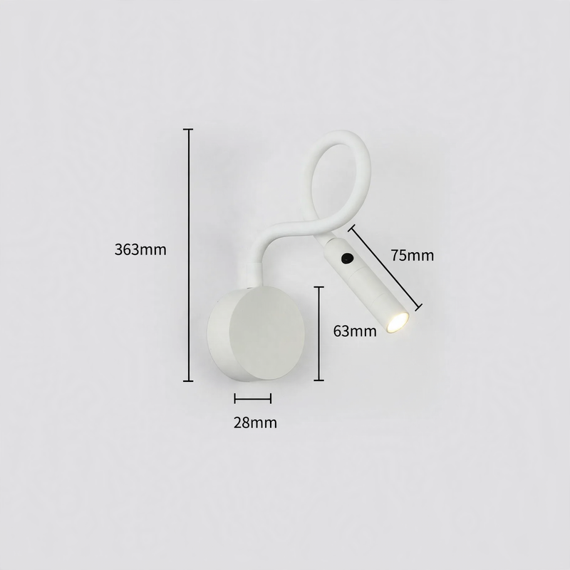 Flexible LED reading lamp for the bedroom