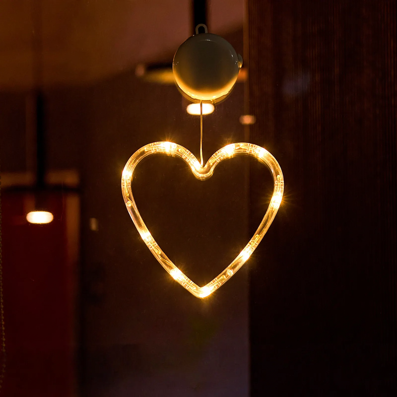 LED window light with suction cup, festive design