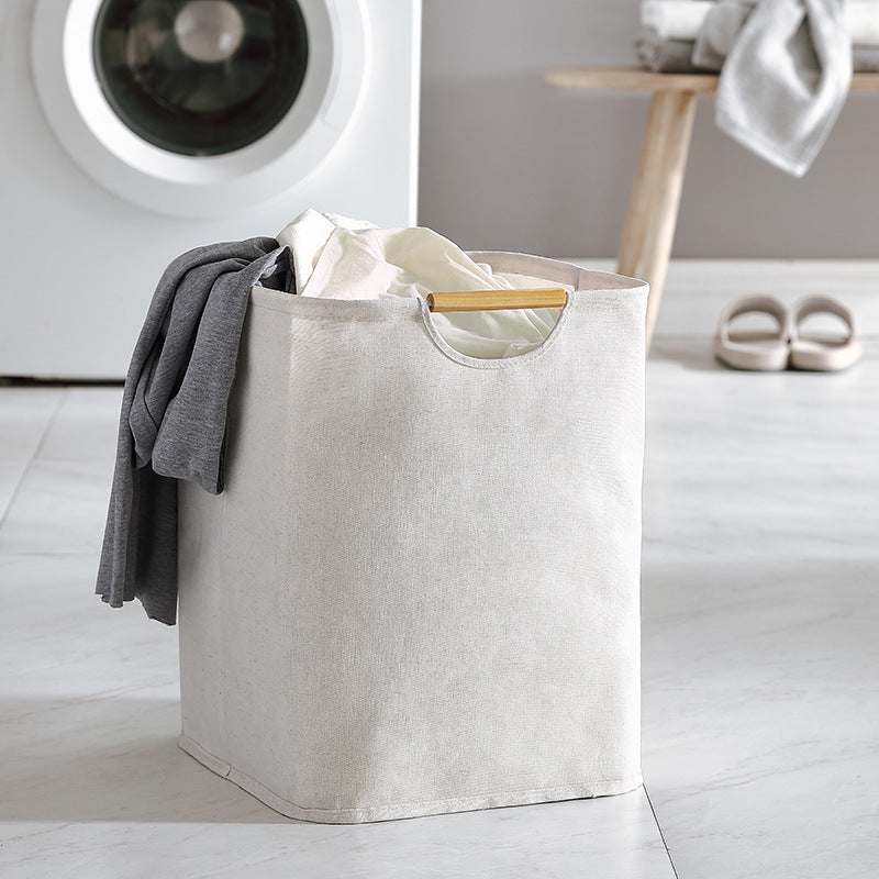 Foldable laundry basket made of cotton and linen