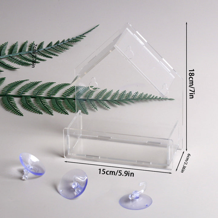 Transparent Acrylic Bird Feeder with Suction Cup