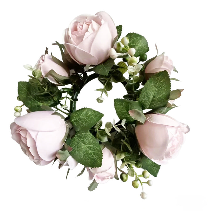 Artificial candle wreath with flower buds, 20 cm