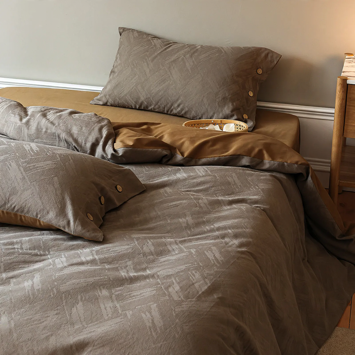 Cotton bedding set, 4-piece, flannel finish