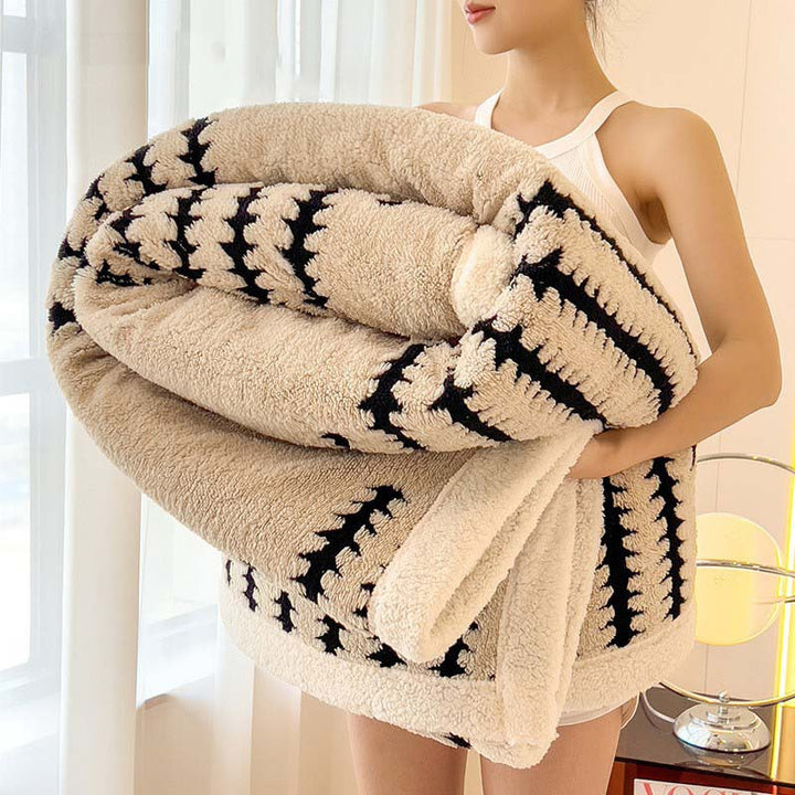 Milk fiber fleece throw blanket, geometric pattern, various sizes