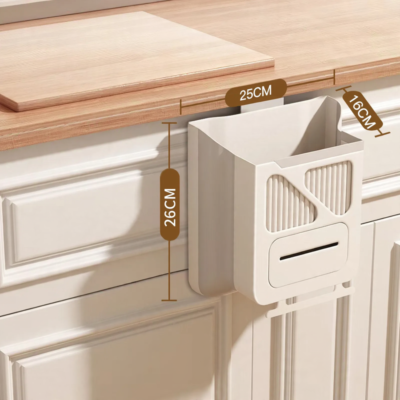 Wall-mounted trash can, plastic, foldable