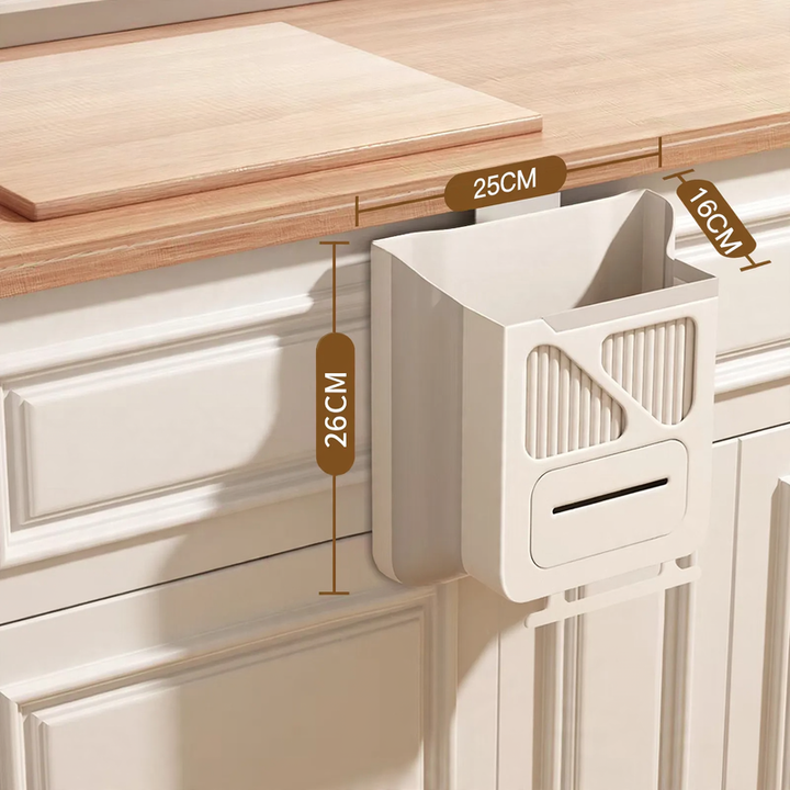 Wall-mounted trash can, plastic, foldable