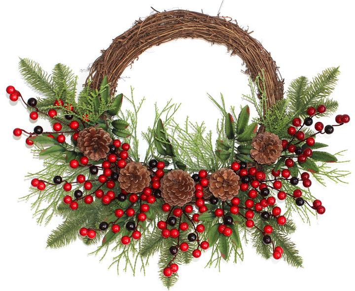 Christmas wreath with pine cones and berries, 50 cm