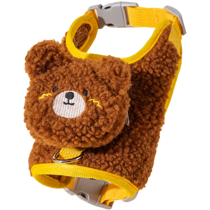 Fleece-Chest Harness with Animal Print for Cats