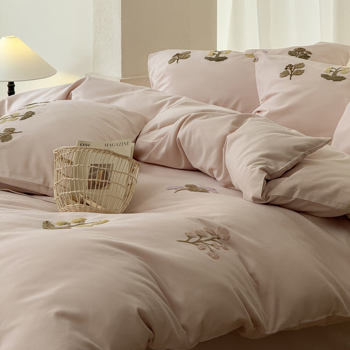 Cotton bed linen set, A-class, 100s, floral pattern