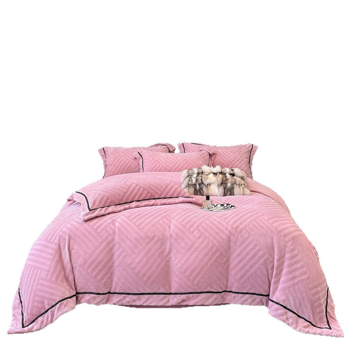Milk fiber fleece duvet cover set, 4-piece, winter warm