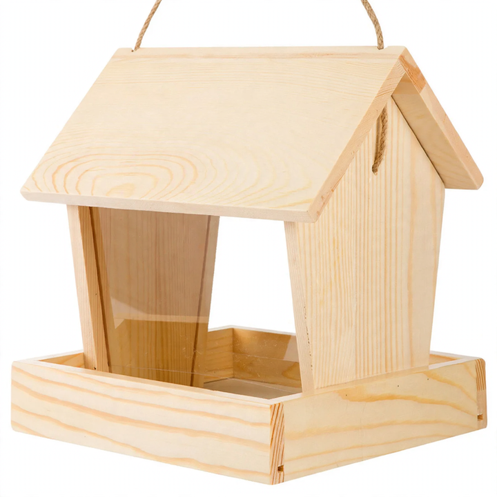 Automatic bird feeder made of wood