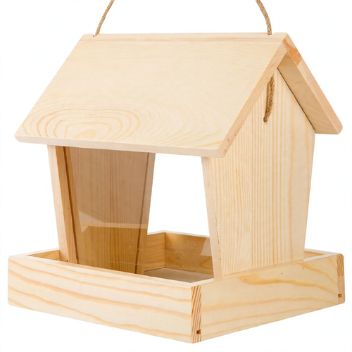 Automatic bird feeder made of wood