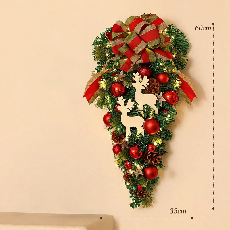 Decorative Christmas wreath made of silk flowers