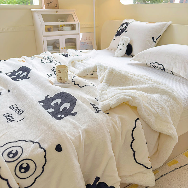 Fluffy milk fiber fleece throw blanket, winter warm