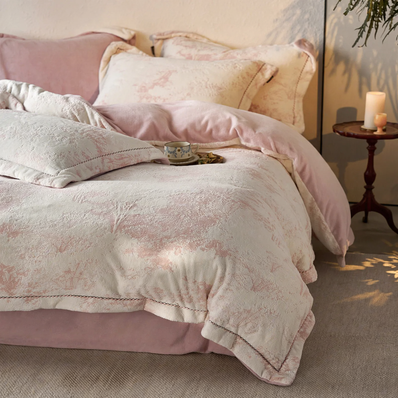 Quilted bed linen set made from milk fibers, winter