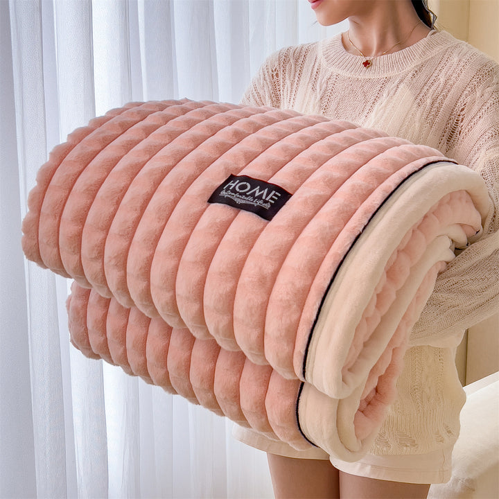 Double-sided rabbit fur imitation blanket