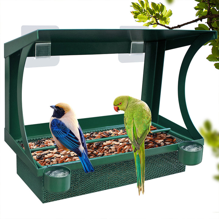 Metal Bird Feeding Station for Window Wall Mounting