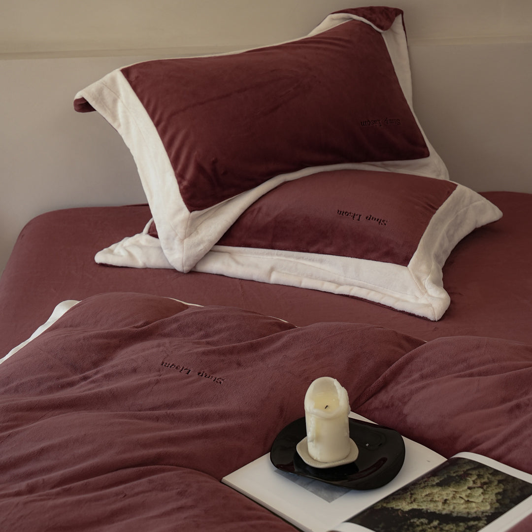 Milk fiber bedding set, fleece, winter, solid color