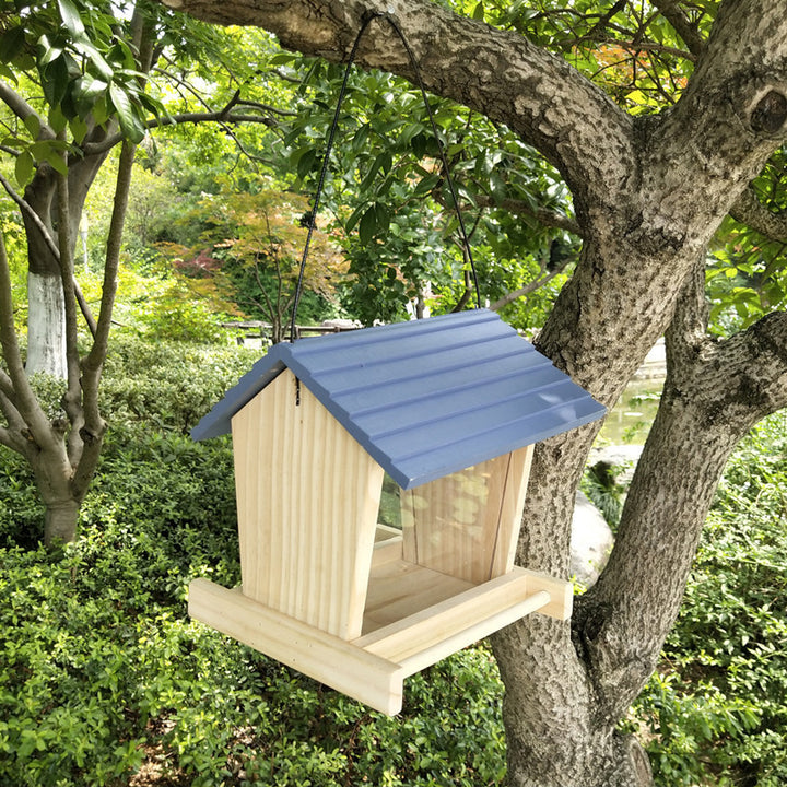 Hanging wooden birdhouse for garden and balcony