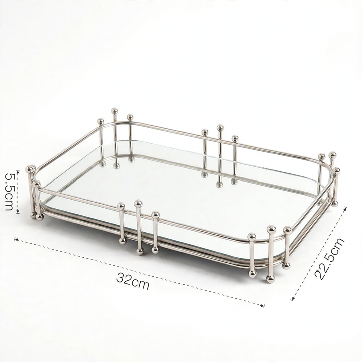 Metallic mirror tray with pearl details, Nordic